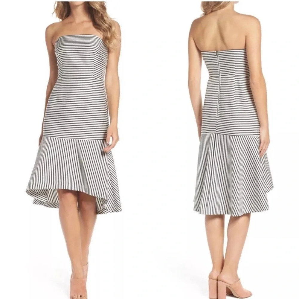Chelsea28 Striped Hi Lo Dress Tube Ruffles NWT 2
